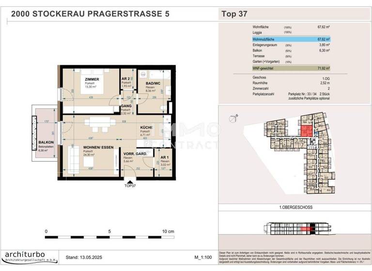 Wohnung zum Kauf 332.247 € 2 Zimmer 1. Geschoss Stockerau 2000