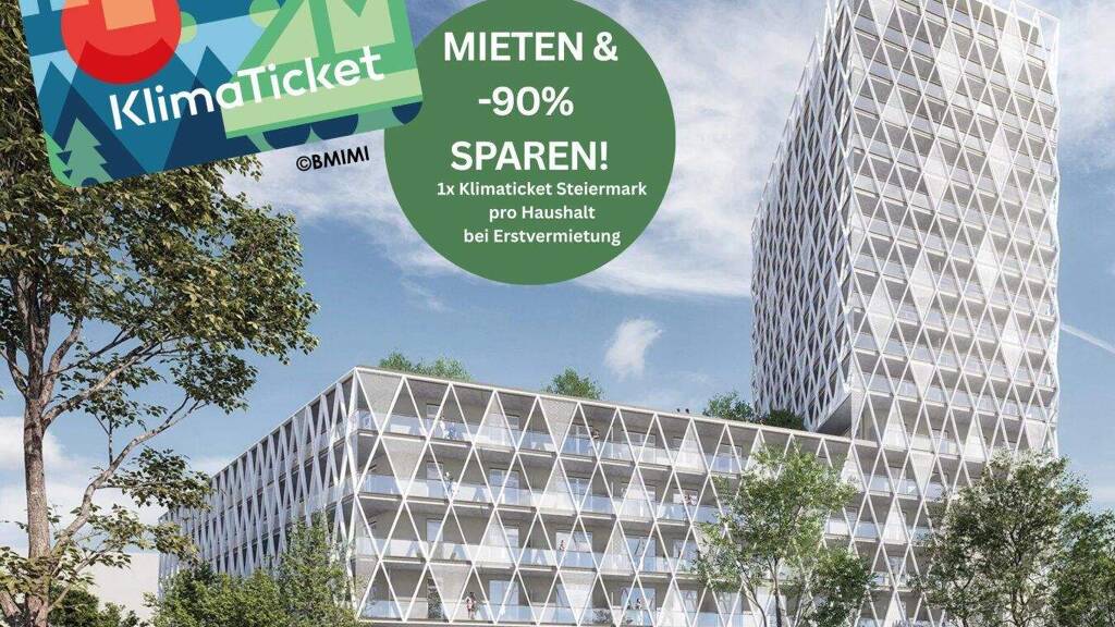 Wohnung zur Miete - Erstbezug 581 € 2 Zimmer 43,4 m² 6. Geschoss frei ab 01.05.2026 Kärntner Straße 1 Gries Graz 8020
