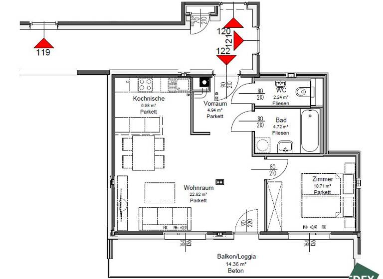 Wohnung zur Miete 764 € 2 Zimmer 52,4 m² 2. Geschoss Wien 1210