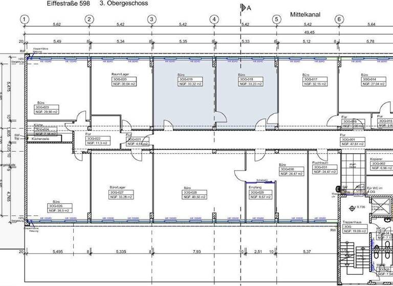 Bürofläche zur Miete 9,50 € 70 m² Bürofläche Eiffestraße 598 Hamm Hamburg 20537