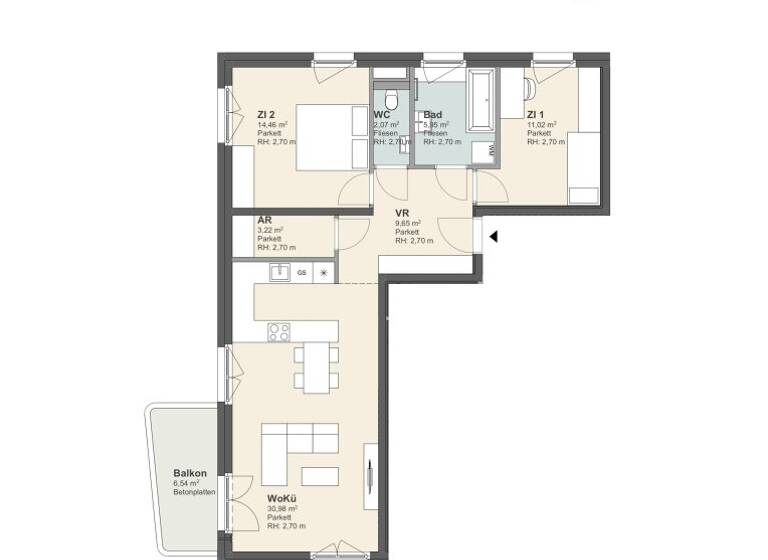 Wohnung zum Kauf - Erstbezug provisionsfrei 483.200 € 3 Zimmer 77,4 m² 2. Geschoss Kremstalstraße 75d Krems an der Donau 3500