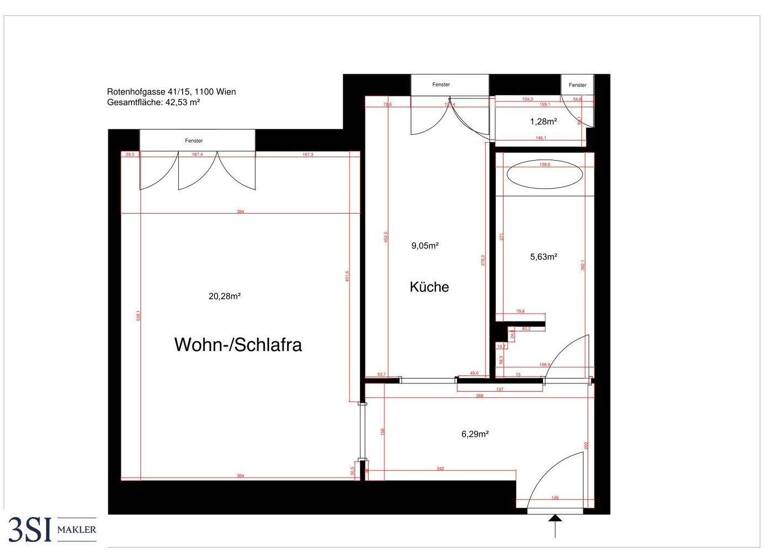 Studio zum Kauf 175.000 € 1 Zimmer 42,5 m² 2. Geschoss Rotenhofgasse 41 Wien 1100