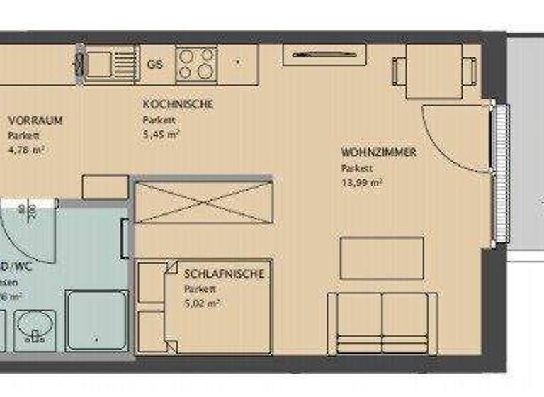 Studio zur Miete 688 € 1 Zimmer 1. Geschoss frei ab 01.04.2026 Dresdner Straße Wien 1200