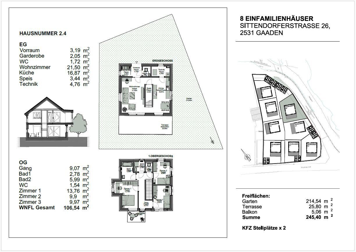 Einfamilienhaus zum Kauf 810.000 € 4 Zimmer 106,8 m²<br/>Wohnfläche ab sofort<br/>Verfügbarkeit Gaaden 2531