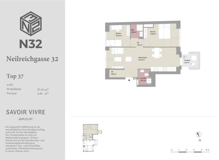 Wohnung zur Miete - Erstbezug 1.414 € 3 Zimmer 67,4 m² frei ab 01.05.2026 Wien,Favoriten 1100