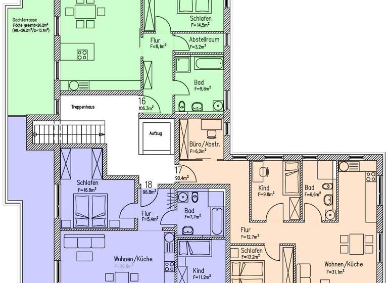 Penthouse zum Kauf - Erstbezug provisionsfrei 748.800 € 3 Zimmer 106 m² 3. Geschoss Ellmosener Wies / Eichenstrasse 14 Bad Aibling 83043