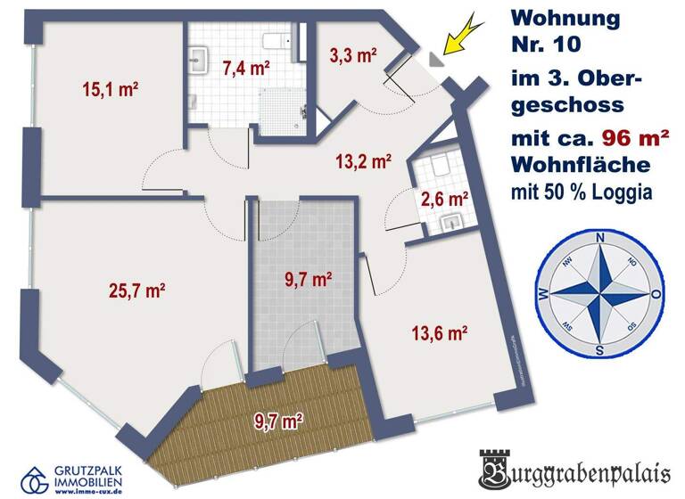 Wohnung zum Kauf - Erstbezug 525.000 € 3 Zimmer 95,5 m² 3. Geschoss frei ab sofort Segelckestraße 48 Cuxhaven 27472