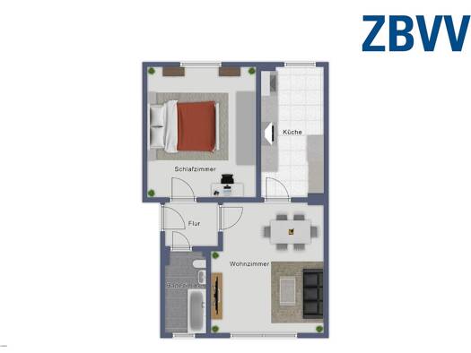 Wohnung zur Miete 429 € 2 Zimmer 49,8 m² EG Am Honsbergpark 9 Innen Remscheid 42853