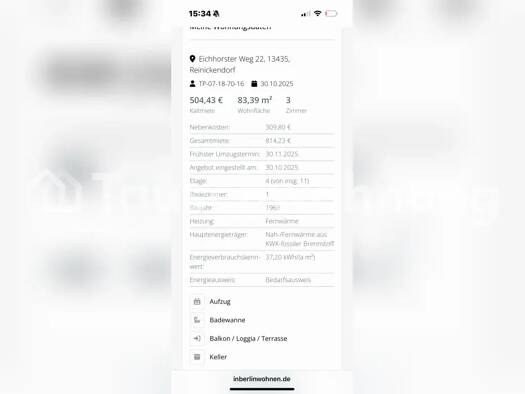 Wohnung zur Miete Tauschwohnung 500 € 3 Zimmer 84 m² 4. Geschoss Tegel Berlin 13435