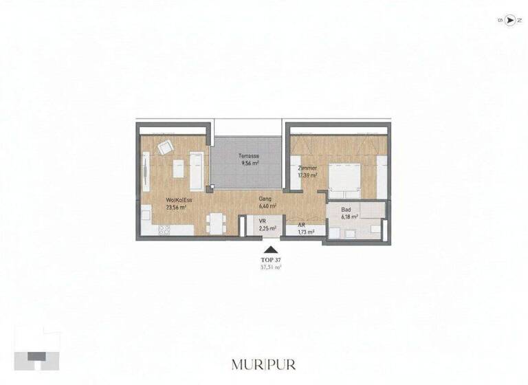 Wohnung zum Kauf - Erstbezug 407.631 € 2 Zimmer 57,5 m² 5. Geschoss Lagergasse Gries Graz,05.Bez.:Gries 8020
