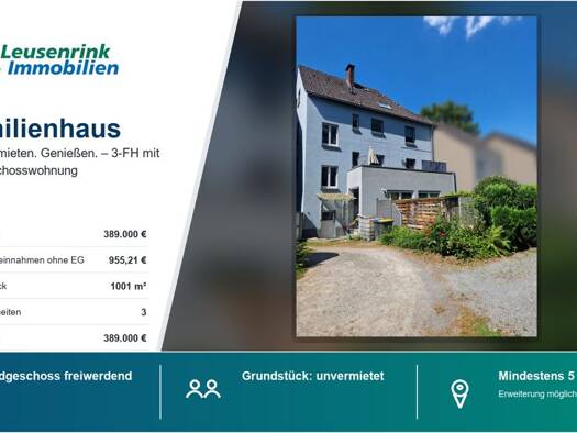 Mehrfamilienhaus zum Kauf 389.000 € 9 Zimmer 233 m² 1.001 m² Grundstück Herne-Süd Herne 44625