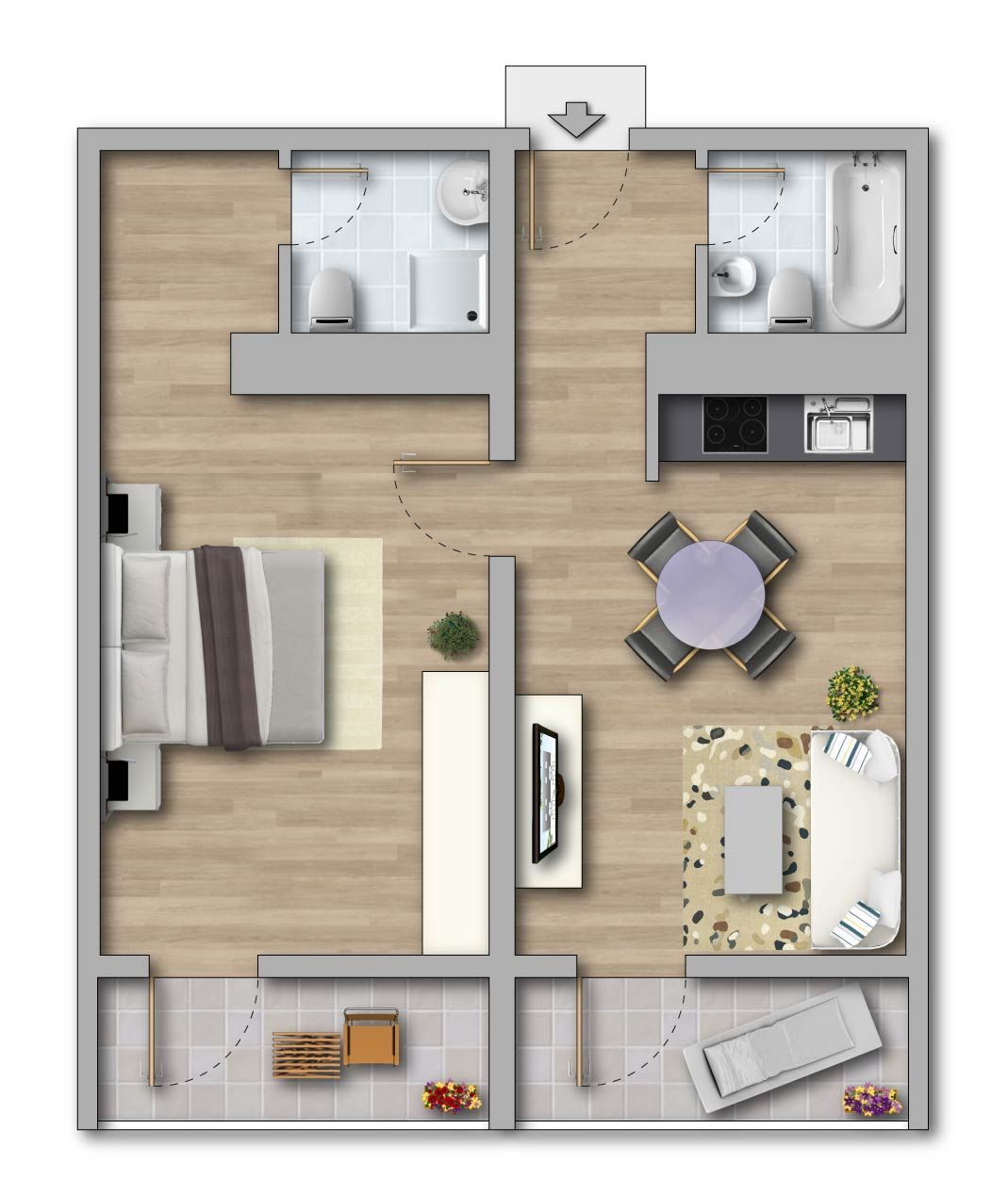 Wohnung zur Miete 315 € 2 Zimmer 51,5 m²<br/>Wohnfläche 6.<br/>Geschoss Singerstraße 112A Herrenberg Erfurt 99099