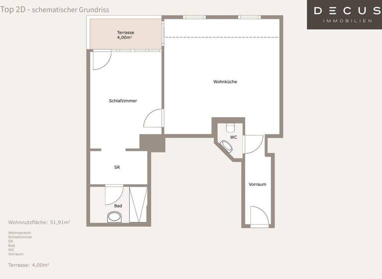 Wohnung zum Kauf 399.000 € 2 Zimmer 51,9 m² 4. Geschoss Wien 1140