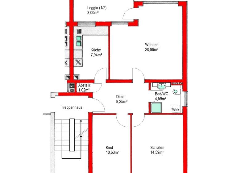 Wohnung zum Kauf 299.000 € 3 Zimmer 71 m²<br/>Wohnfläche Dachgeschoss, 2.<br/>Geschoss Altenfurt Nürnberg 90475