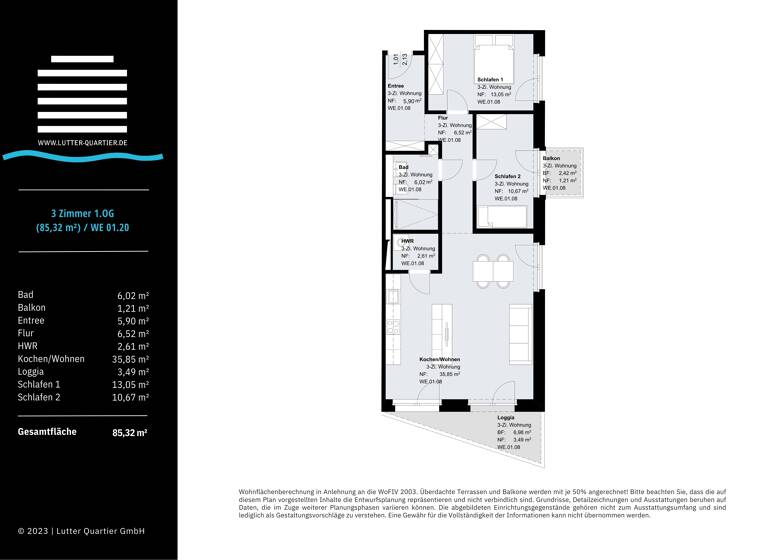Wohnung zum Kauf - Neubau 496.422 € 3 Zimmer 85,3 m²<br/>Wohnfläche 1.<br/>Geschoss Ravensberger Straße 7 Innenstadt Bielefeld 33602