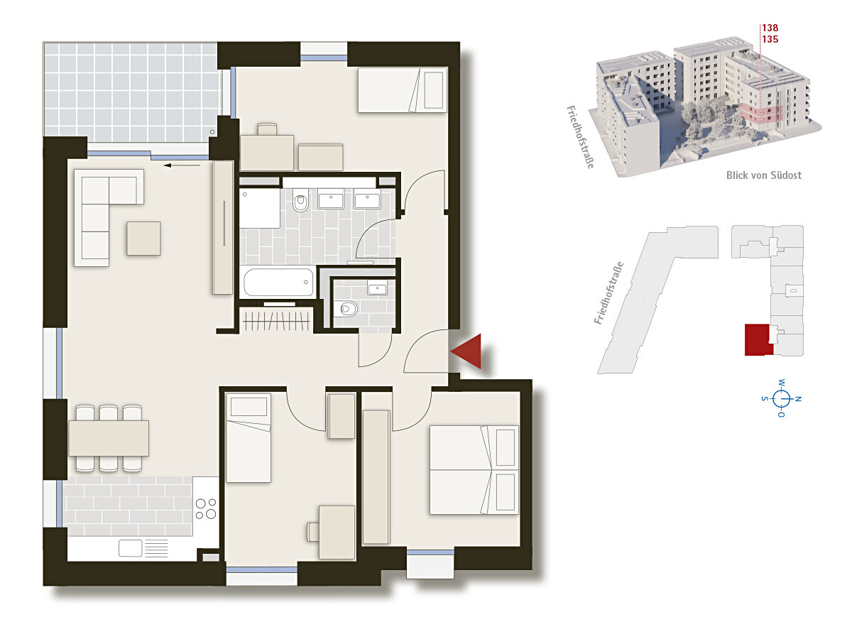 Wohnung zum Kauf provisionsfrei 749.000 € 4 Zimmer 93,9 m²<br/>Wohnfläche 2.<br/>Geschoss Friedhofstraße 12 Am Pragfriedhof Stuttgart 70191