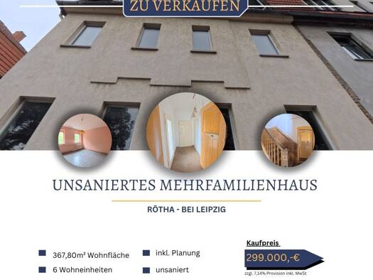 Mehrfamilienhaus zum Kauf 299.000 € 15 Zimmer 367,8 m² 692 m² Grundstück Rötha Rötha 04571