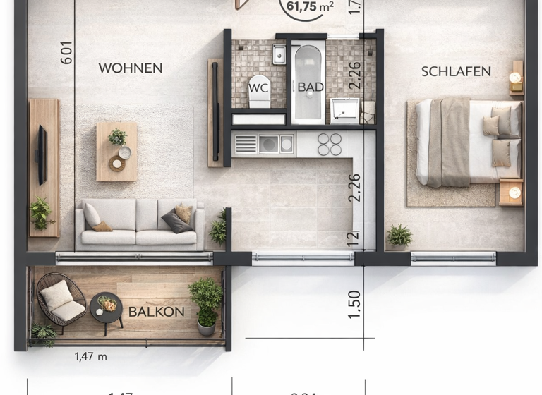 Wohnung zur Miete 740 € 2,5 Zimmer 62 m² Nellingen Ostfildern 73760