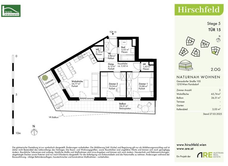 Wohnung zum Kauf - Erstbezug provisionsfrei 415.000 € 3 Zimmer 65,7 m² 2. Geschoss Gerasdorfer Straße 105 Wien 1210