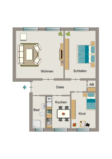 Wohnung zur Miete 522 € 3,5 Zimmer 67,7 m²<br/>Wohnfläche 1.<br/>Geschoss Amselweg 15 Brambauer Lünen 44536