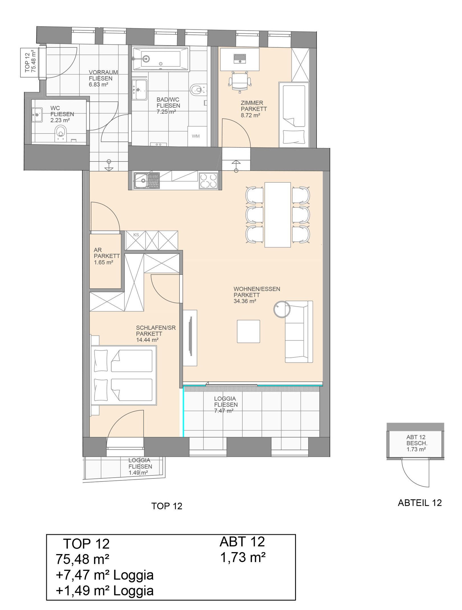 Studio zur Miete 16,06 € 3 Zimmer 75,5 m²<br/>Wohnfläche 2.<br/>Geschoss Linz Linz 4020