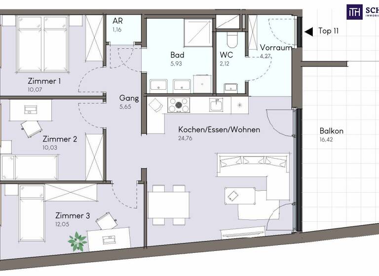 Wohnung zum Kauf - Erstbezug 368.600 € 4 Zimmer 76 m² 1. Geschoss Doktor Karl Renner-Platz Traiskirchen 2514