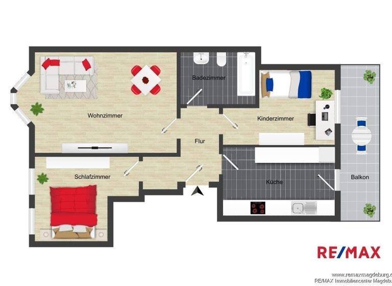 Wohnung zur Miete 470 € 3 Zimmer 66 m² Wilhelm-Raabe-Straße 1 Stadtfeld Ost Magdeburg 39108