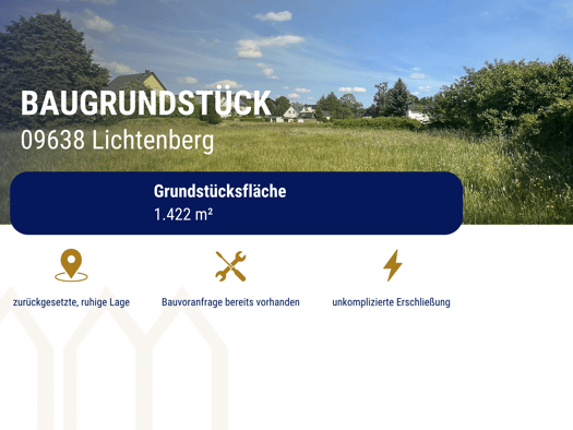 Grundstück zum Kauf 57.500 € 1.422 m² Grundstück frei ab sofort Lichtenberg Lichtenberg/Erzgeb. 09638