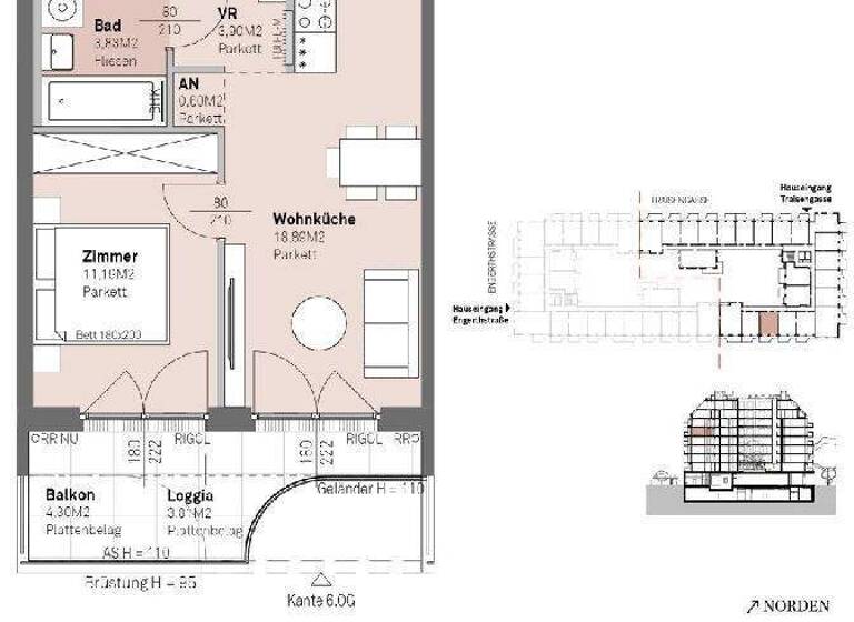 Wohnung zum Kauf - Erstbezug 328.000 € 2 Zimmer 39,9 m² frei ab 30.06.2028 Wien,Brigittenau 1200