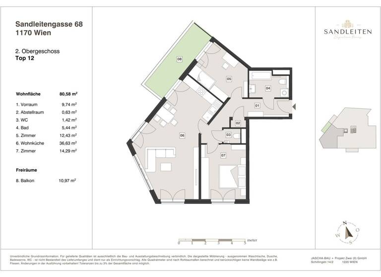Wohnung zum Kauf - Erstbezug 669.000 € 3 Zimmer 80,6 m² 2. Geschoss Wien,Hernals 1170