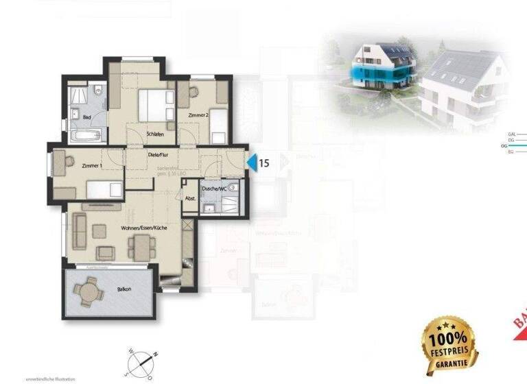 Wohnung zum Kauf - Neubau provisionsfrei 799.000 € 4 Zimmer 93 m² Vaihingen Stuttgart 70563
