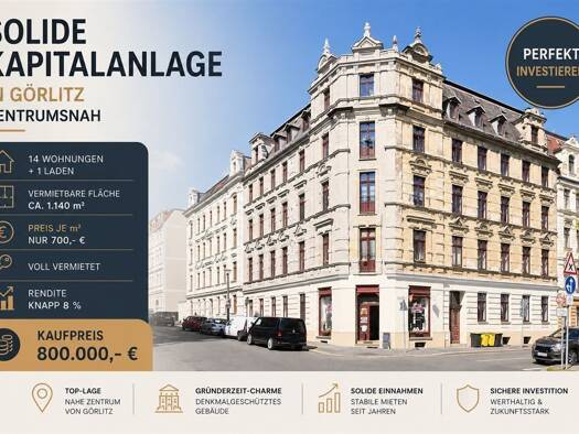 Mehrfamilienhaus zum Kauf als Kapitalanlage geeignet 800.000 € 30 Zimmer 1.148 m² 400 m² Grundstück Innenstadt Görlitz 02826