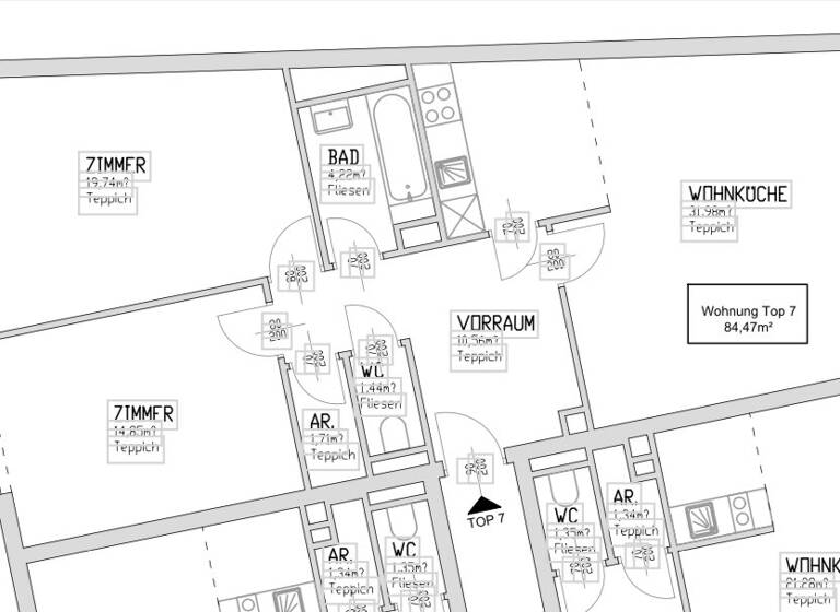 Wohnung zur Miete 1.520 € 3 Zimmer 84,5 m² 3. Geschoss Wien 1050