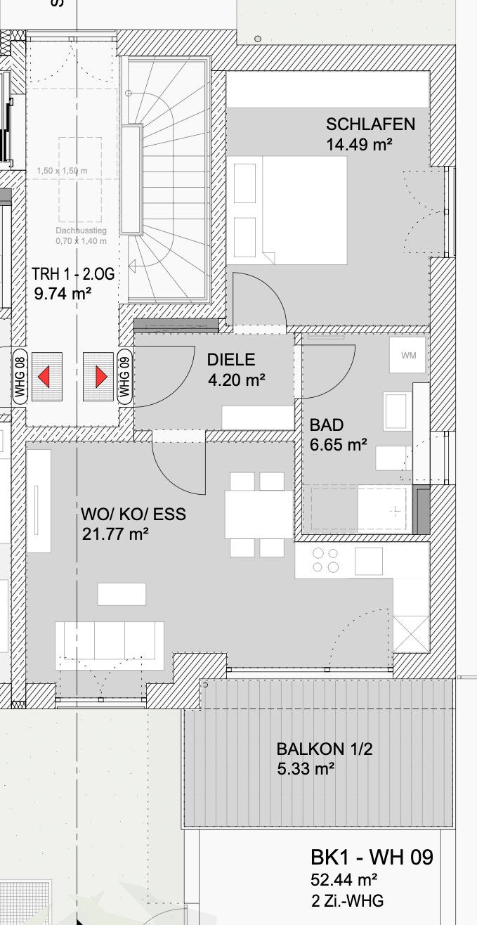 Wohnung zum Kauf provisionsfrei 482.448 € 2 Zimmer 52,4 m²<br/>Wohnfläche 2.<br/>Geschoss Mittlerer Westen Regensburg 93049