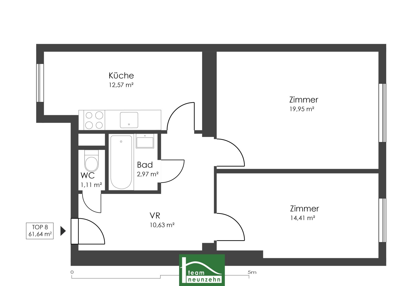 Wohnung zum Kauf 399.900 € 2 Zimmer 61,1 m²<br/>Wohnfläche 2.<br/>Geschoss 28.02.2025<br/>Verfügbarkeit Wien 1020