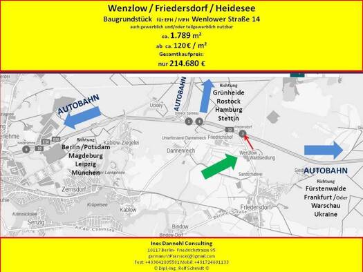 Grundstück zum Kauf 214.680 € 1.789 m² Grundstück frei ab 08.12.2025 Wenzlower Straße 14 Dannenreich Heidesee 15754