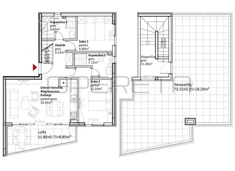 Wohnung zum Kauf 559.000 € 3 Zimmer 104 m² 2. Geschoss Sukosan