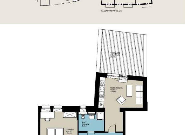 Wohnung zur Miete 645 € 2 Zimmer 49,6 m² 2. Geschoss frei ab 01.05.2026 St. Pölten 3100