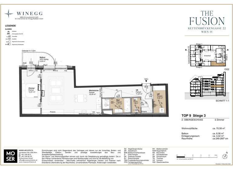 Wohnung zum Kauf - Erstbezug 599.000 € 2 Zimmer 70,6 m² 2. Geschoss Kettenbrückengasse 22 Wien 1040