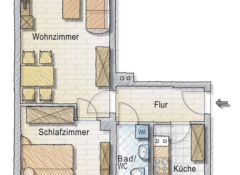 Wohnung zur Miete 285 € 2 Zimmer 46 m² 2. Geschoss frei ab sofort Lessingstraße 37 Flöha 09557