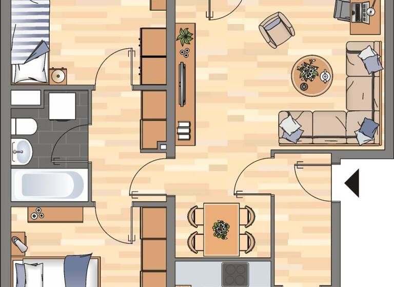 Wohnung zur Miete 554 € 3 Zimmer 70,5 m² 1. Geschoss frei ab 24.04.2026 Thorner Weg 15 Vorsfelde Wolfsburg 38448