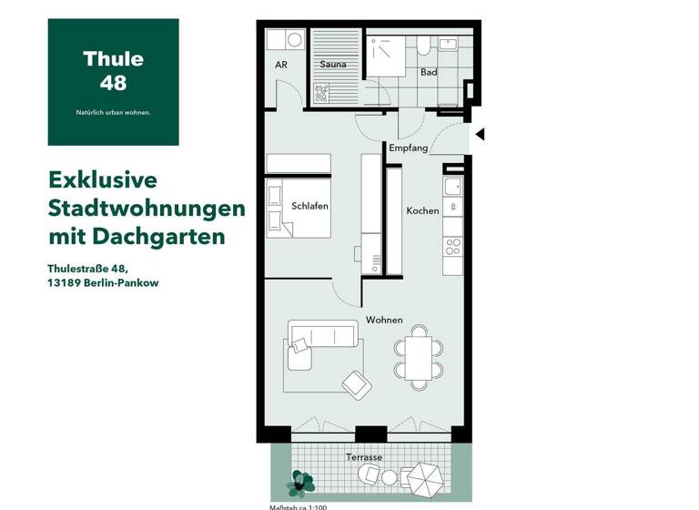 Wohnung zum Kauf - Erstbezug provisionsfrei 519.500 € 2 Zimmer 77,9 m² EG Thulestraße 48 / Ecke Neumannstraße 48 Pankow Berlin 13189