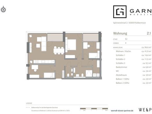 Wohnung zur Miete - Erstbezug 2.020 € 4 Zimmer 94 m² 2. Geschoss Kolbermoor 83059