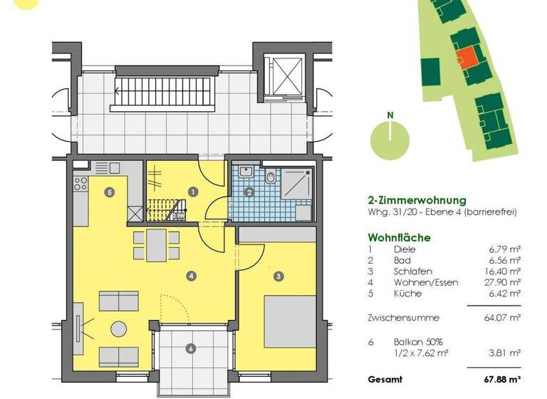 Wohnung zur Miete - Erstbezug 1.018 € 2 Zimmer 67,9 m² Plochingen 73207
