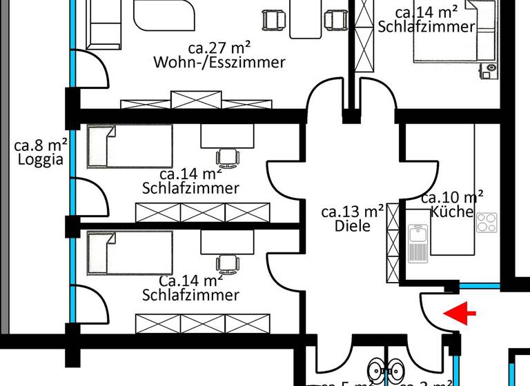 Wohnung zur Miete 1.200 € 4 Zimmer 108 m² 1. Geschoss Rüsselsheim 65428