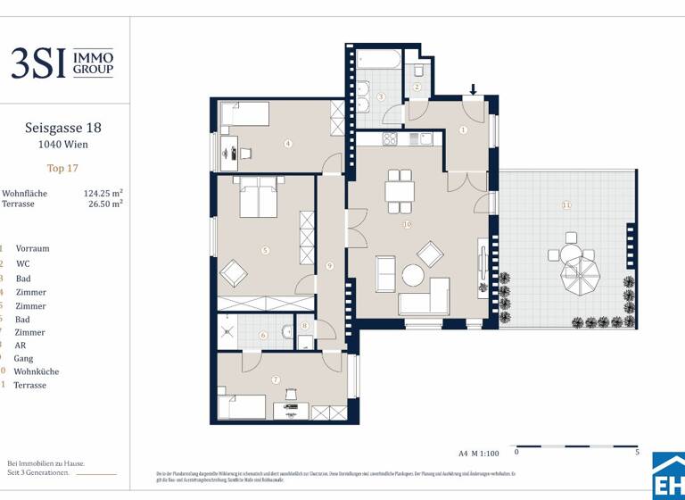 Wohnung zum Kauf - Erstbezug 1.299.000 € 4 Zimmer 124,3 m² 4. Geschoss Seisgasse Wien 1040