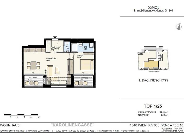Wohnung zum Kauf - Erstbezug 842.700 € 2 Zimmer 52,1 m² 5. Geschoss Wien 1040