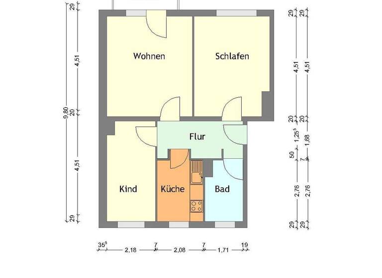 Wohnung zur Miete 397 € 3 Zimmer 66,1 m² 3. Geschoss Straße des Friedens 54 Merseburg 06217