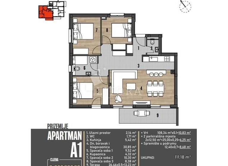 Wohnung zum Kauf 390.000 € 4 Zimmer 111 m² Brodarica, Sibenik - Okolica Sibenik