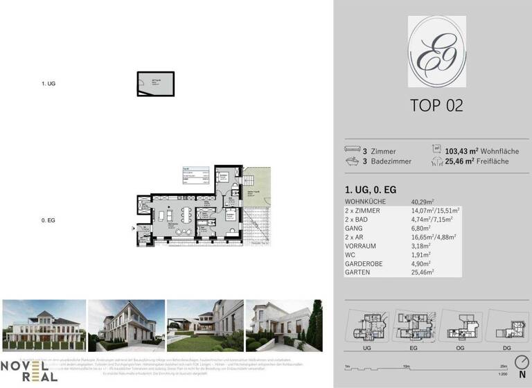 Villa zum Kauf - Erstbezug 3 Zimmer 120,8 m² Wien 1220